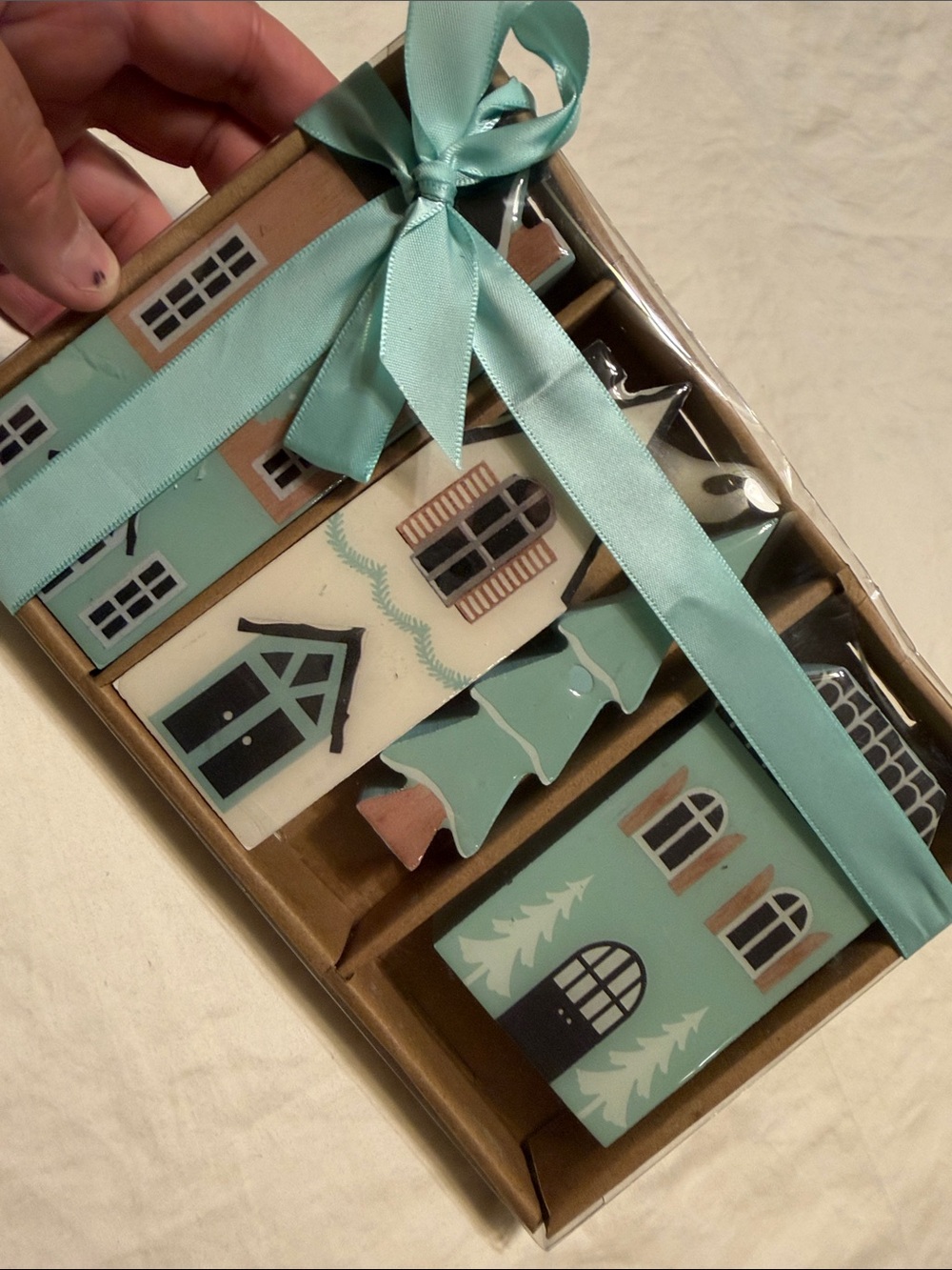 Ceramic Holiday Village Decorative Set - Mint